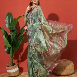 RACHNA Floral Printed Tissue Saree image 2