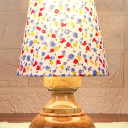 Devansh Multicolor cotton Natural Wood Table Lamp image 2