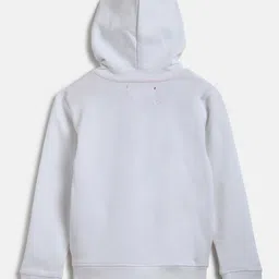 Tales & Stories Cotton Knit Full Sleeves Good Things Ahead Text Printed Hooded Sweatshirt - White image 3