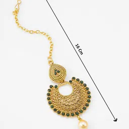 Anouk Gold-Plated Artificial Stones Studded & Beaded Maang Tikka image 3