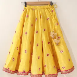 Babyhug Sleeveless Printed Choli Lehenga & Dupatta Set - Yellow image 3