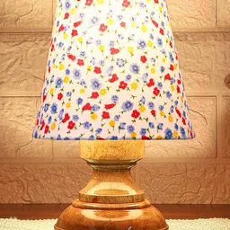 Devansh Multicolor cotton Natural Wood Table Lamp image 3