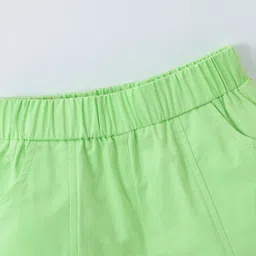 Mark & Mia Cotton Shorts with Frill & Bow Detailing- Light Green image 3