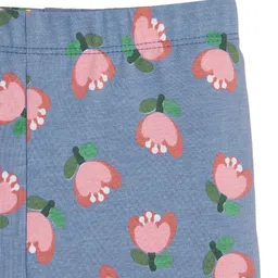 JusCubs Cotton Lycra Floral Printed Leggings - Blue image 4