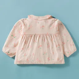 Zero Sinker Knit Full Sleeves Co-ords Night Suit With Animal Print - Peach image 3