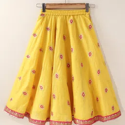 Babyhug Sleeveless Printed Choli Lehenga & Dupatta Set - Yellow image 4
