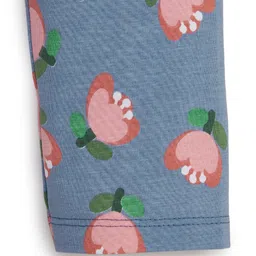 JusCubs Cotton Lycra Floral Printed Leggings - Blue image 5
