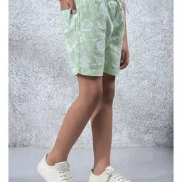 CRIMSOUNE CLUB Cotton Woven Green Tea Text Printed Shorts - Multi Colour image 5