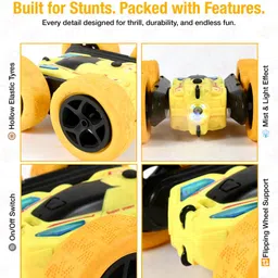 Vikrida Spray Stunt RC Cars 2.4GHz Remote Control Car with Headlights, Off Road, 4WD 360 Rotating RC Crawler, Gifts for Boys & Girls - Yellow Smoke Car image 4