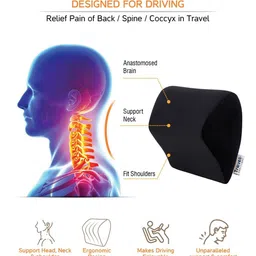 Travel Blue Black Memory Foam Filled Faux Velvet Ultra Soft Travel Pillow image 2