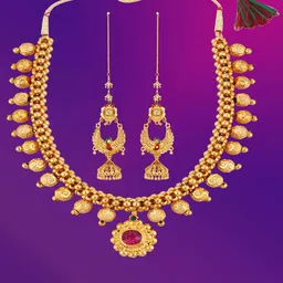Lila Gold Plated Stones Studded Necklace and Earrings-picture-43