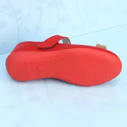 Pine Kids Bellies With Velcro Closure & Floral Applique - Red image 5