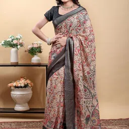 DAATAR Ethnic Motifs Linen Blend Handloom Saree-picture-28