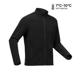 quechua Men’s mountain hiking fleece jacket MH100 - Full Zip - Black image 2