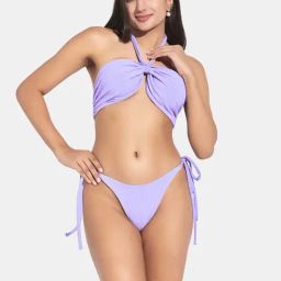 Secrets By ZeroKaata Purple Plain Swimwear Bra Panty Set-picture-12