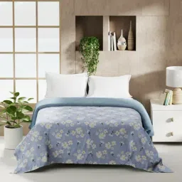 KOPA Monarca Sky Blue Microfiber Floral Double Dohar-image-83
