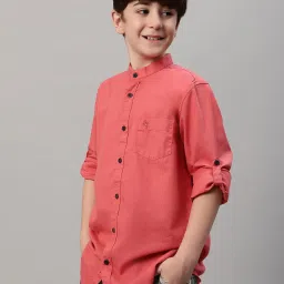 Cantabil Boys Light Red Solid Full Sleeves Shirt image 3