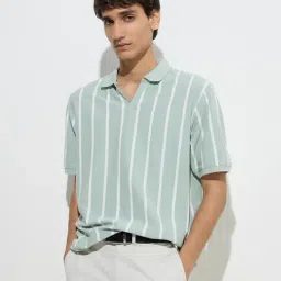 WES Casuals by Westside Green Relaxed-Fit Cotton-Blend Polo T-Shirt-picture-20