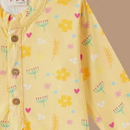 Desi Soota Boys Yellow Cotton Printed Kurta Set image 3