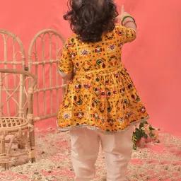 VASTRAMAY Girls Yellow Printed Clothing Sets image 3