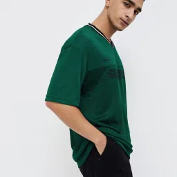 Fame Forever By Lifestyle Green Regular Fit Printed T-Shirt image 3