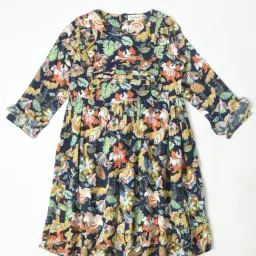Bella Moda Kids Multicolor Printed Full Sleeves Fit & Flare Dress-image-87