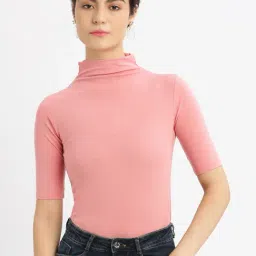 SHOWOFF Peach Slim Fit T-Shirt-image-74