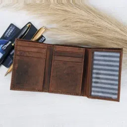 Celtic Brown Faded Leather Tri-Fold Wallet image 2