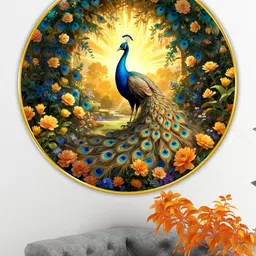 Livin'luxe Blue & Yellow Peacock Wall Art 20" x 20"-picture-39
