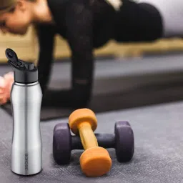 borosil ?Borosil Water Bottle with Single Wall & Leakproof Set of 2 (Silver, ?750 ml) image 3