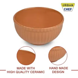 Urban Chef Brown Ceramic Handcrafted Microwave Safe Bowl - Set of 4 image 3