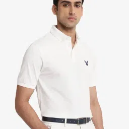 Rare Rabbit White Regular Fit Embroidered Polo T-Shirt image 3