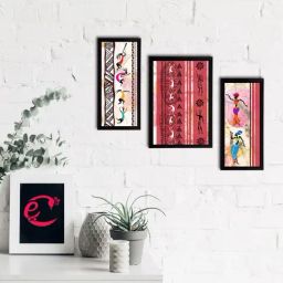 eCraftIndia Set of 3 Tribal Theme Satin Matt Textured UV Art Painting-picture-3