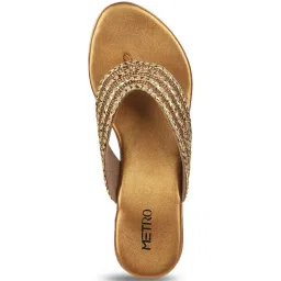 Metro Women's Antique Gold Thong Wedges image 3