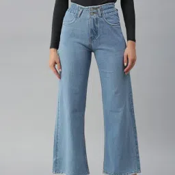 showoffff SHOWOFF Low Distress Blue Wide Leg Denim Jeans-picture-27