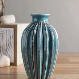 Tayhaa Teal Blue Ceramic Flower Vase-picture-9