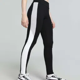 Puma Black Cotton Color-Block Mid Rise Leggings image 3