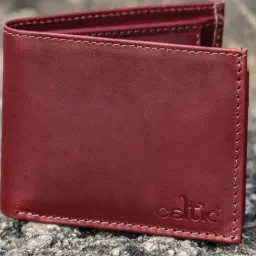 Celtic Burgundy Leather Handmade Bi-Fold Wallet image 3