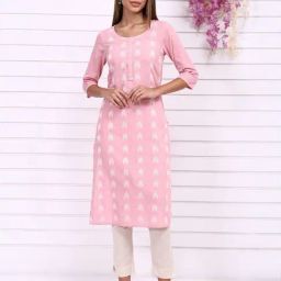 Aurelia Pink Regular Fit Printed Kurta-picture-15