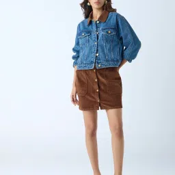 LOV by Westside Brown High-Rise Corduroy Skirt image 3