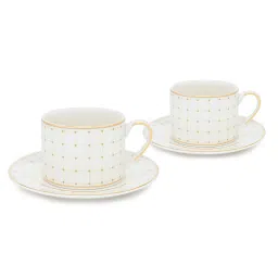 Pure Home and Living White Ceramic Solid Tea Cups and Saucer image 3