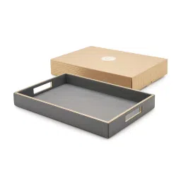 Pure Home and Living Grey Leather Solid Tray image 3