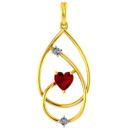 P.C. Chandra Jewellers 14k Yellow Gold & Studded Oval Shaped Pendant with A Mini Heart for Women & Girls-picture-39