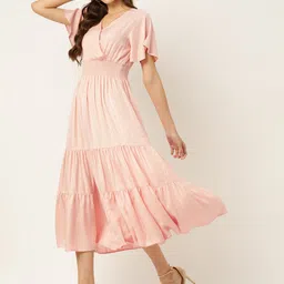 DressBerry Embroidered Flared Sleeves Smocked Tiered Midi Dress-image-30