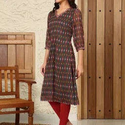 W Green Printed Straight Kurta image 3