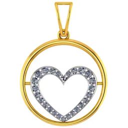 P.C. Chandra Jewellers 22k Yellow Gold Circular Pendant with A Studded Heart In the Centre for Women & Girls-picture-36