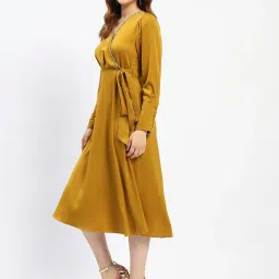 MADAME Mustard Embellished Midi Dress image 3