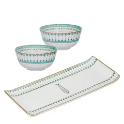 troveas Trovea's Momentum 24K Gold Green Ceramic Bowls and Tray Set image 3