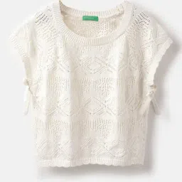 United Colors of Benetton Girls Beige Cotton Textured Top-image-30