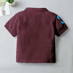 Codez Boys Pink & Brown Solid Polo T-shirt image 3